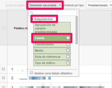 segunda-dimension-fuente-palabras-organicas-google-analytics